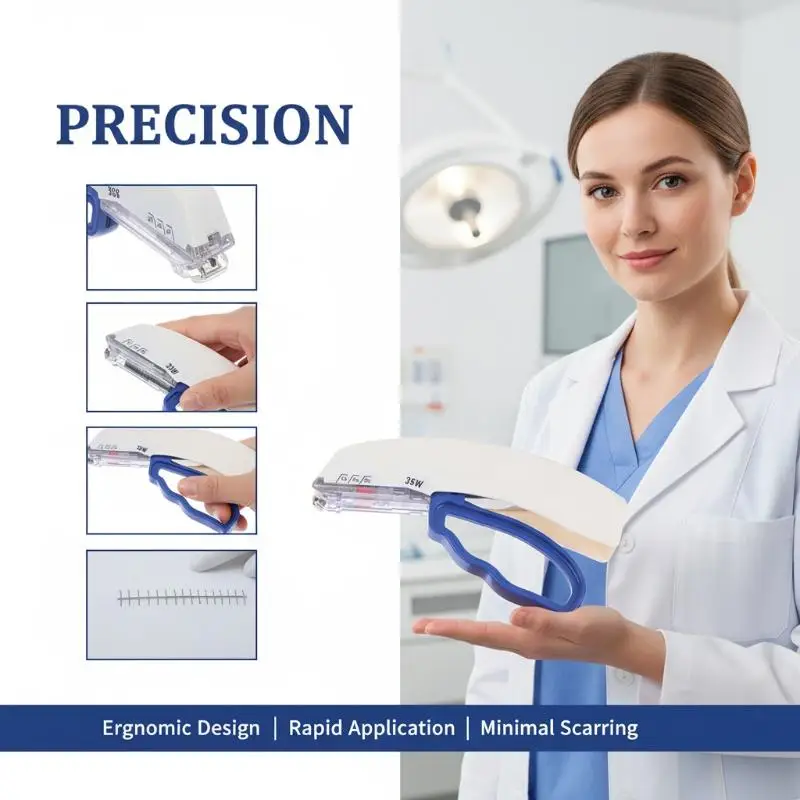 Skin Stapler for Surgery Includes Staple Remover & Needle Clipper Wound Closure Device for Suturing and Staple