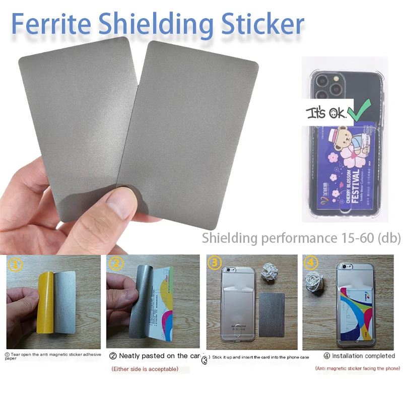 1/5/10pcs Ferrite Shielding Sticker NFC Anti-Magnetic Sticker Phone Signal Interference Blocker Metal Surface NFC Adapter