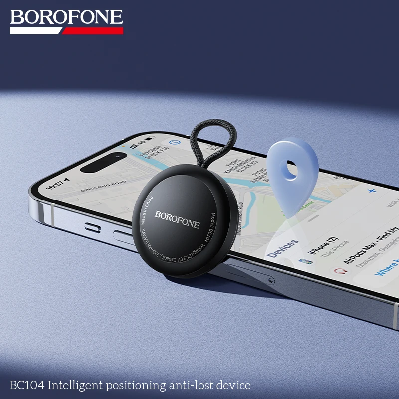 BOROFONE BC104 AirTag Bluetooth Tracker Find My iPhone Compatible for Keys Pets Luggage Elderly Kids Mini GPS Locator Anti-Lost