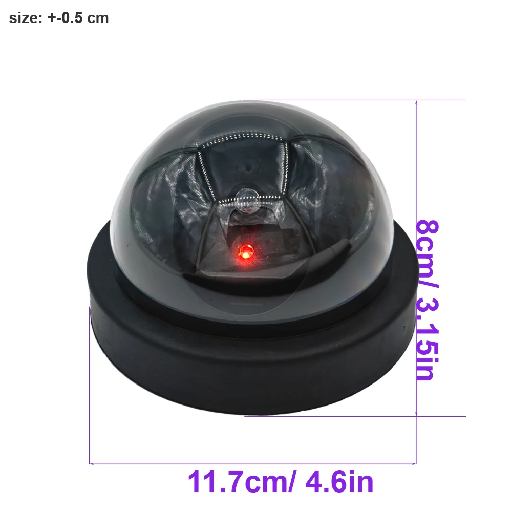 Black Fake Dome Camera Red Flashing LED Light Dummy CCTV  Home Office Surveillance Security System