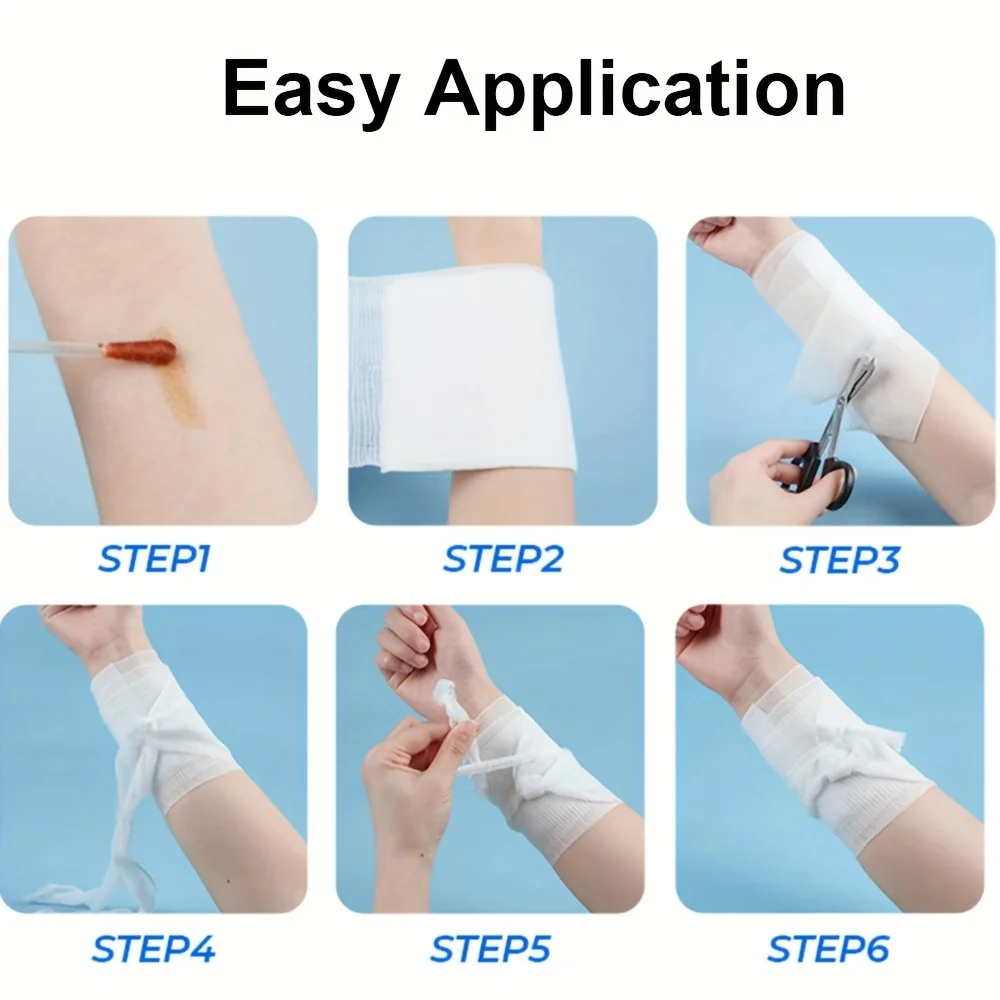 6Pcs Medical Sterile Gauze Bandage Roll PBT Elastic Hemostatic Trauma Wound Care First Aid Travel Absorbent Pads Disposable Kit