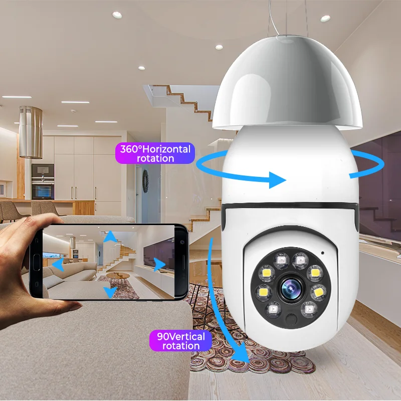 Smart 5G Wifi E27 Bulb 2MP Surveillance Camera IPTV Night Vision Automatic Human Tracking Smart Home Security Protection CCTV