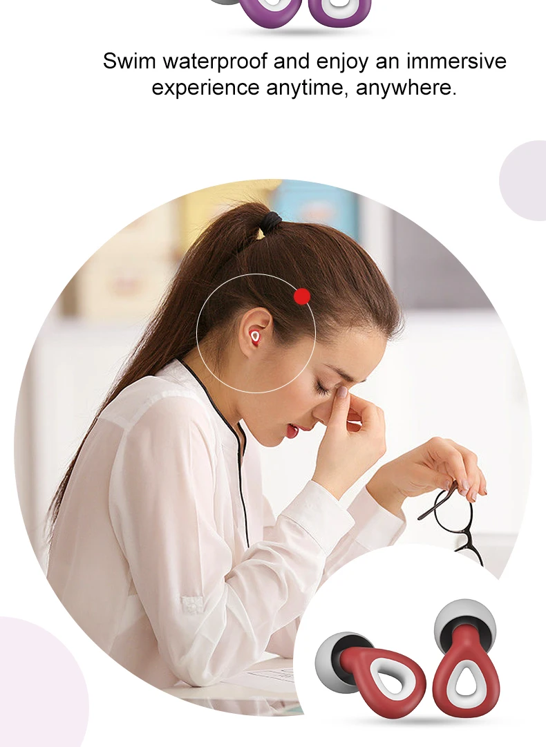 HUAK 1 pair of silicone earplugs, ear protection, hearing protection,swim, sleep, work, travel and other scenes, noise reduction