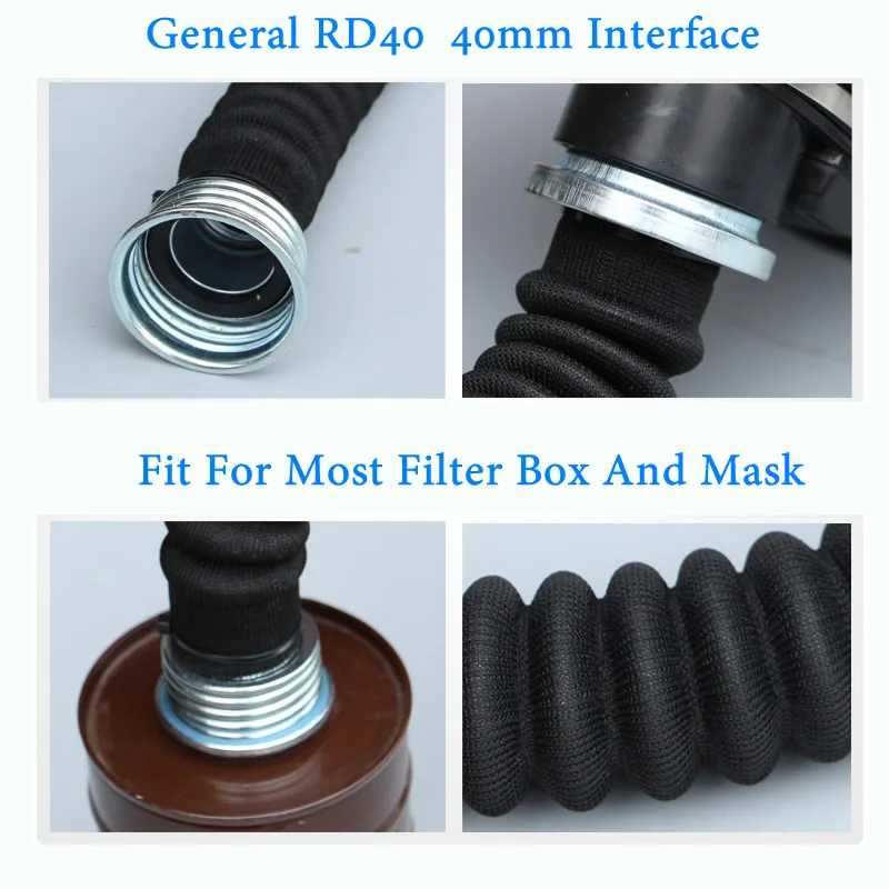0.5m/1m 40MM Rubber Corrugated Tube Gas Dust Mask Filter Interface Snorkel Wear Resistant Anti-aging Filter Connecting Pipe