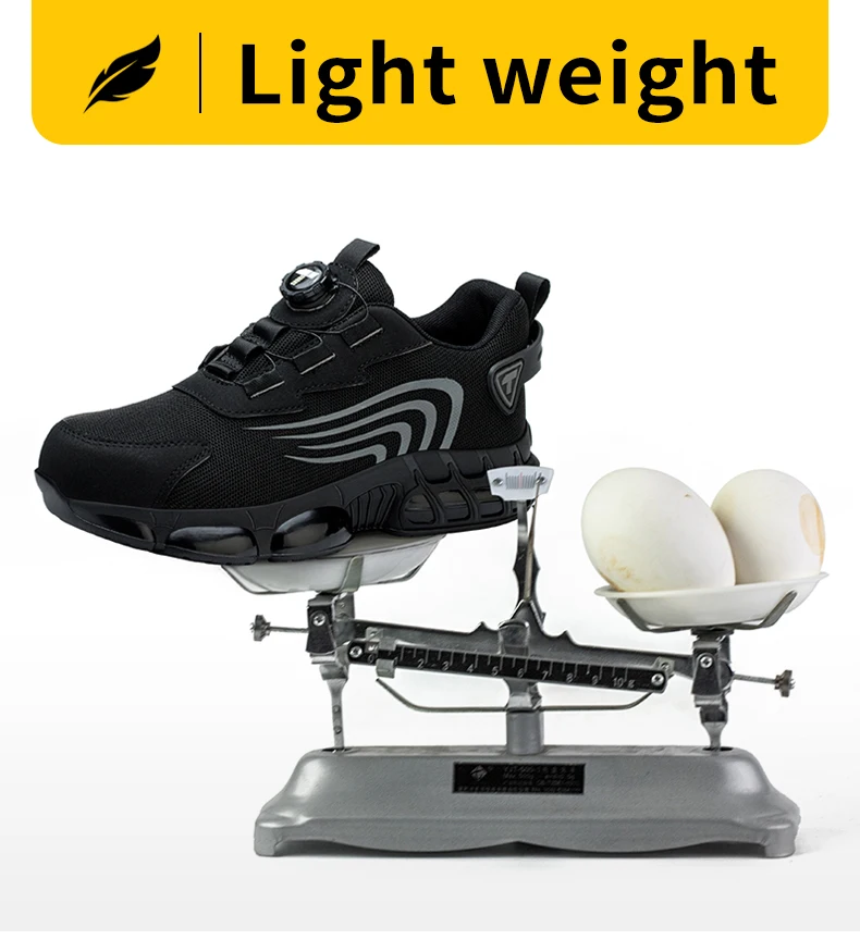 Rotary Button New Safety Shoes Men's Anti-Smash Anti-Puncture Work Shoes Fashion Men's Sneakers Safety Boots