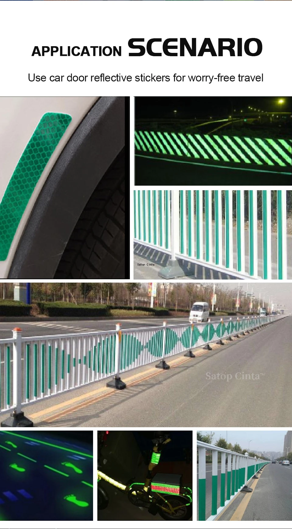 2.5cm/5cm/10cm/20cm*5M Green Reflective Safety Tapes Self-Adhesive Waterproof Reflectors Warning Stickers For Car Vehicles Truck