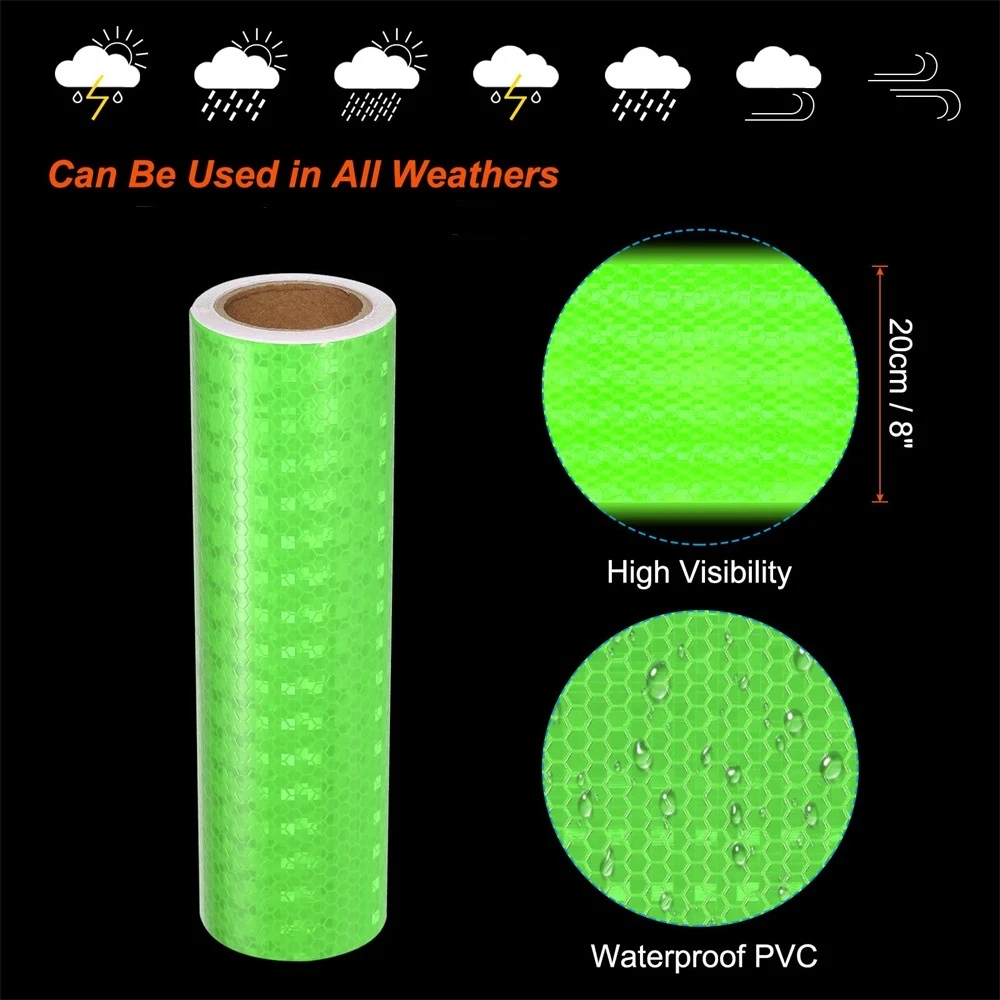 2.5cm/5cm/10cm/20cm*5M Green Reflective Safety Tapes Self-Adhesive Waterproof Reflectors Warning Stickers For Car Vehicles Truck