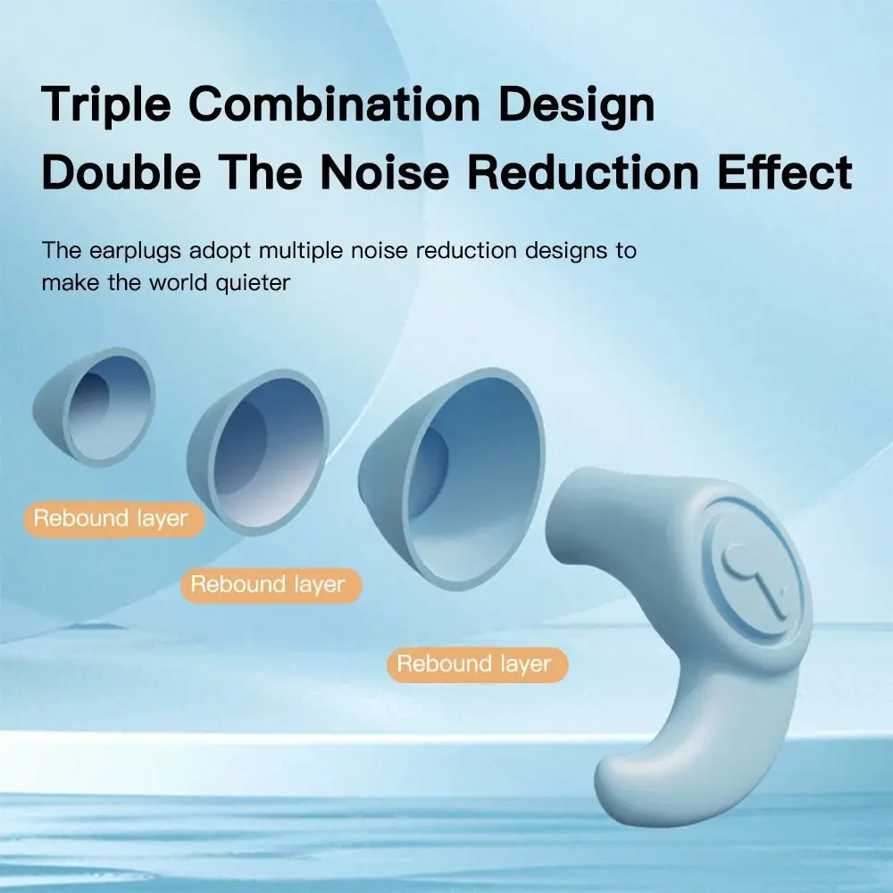 Noise Reduction Anti Noise Earplugs Soft Comfort Waterproof Silicone Ear Plugs Reusable Ear Protector Swimming Earplugs Sleeping