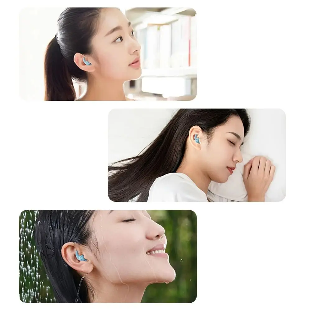Noise Reduction Anti Noise Earplugs Soft Comfort Waterproof Silicone Ear Plugs Reusable Ear Protector Swimming Earplugs Sleeping