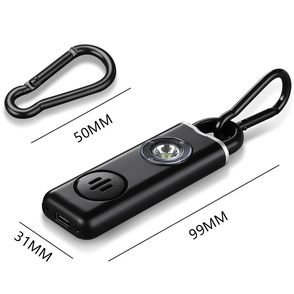 Awapow Personal Defense Alarm 130dB With LED Light Rechargeable Self Defense Woman Safety Alarm Key Chain Emergency Anti-Attack