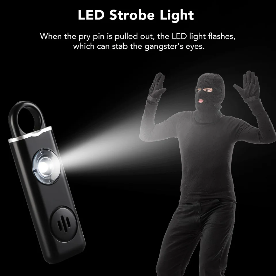 Awapow Personal Defense Alarm 130dB With LED Light Rechargeable Self Defense Woman Safety Alarm Key Chain Emergency Anti-Attack