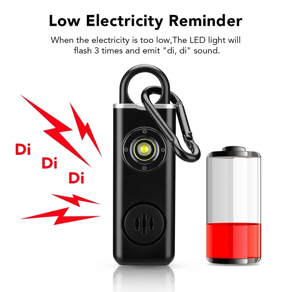 Awapow Personal Defense Alarm 130dB With LED Light Rechargeable Self Defense Woman Safety Alarm Key Chain Emergency Anti-Attack