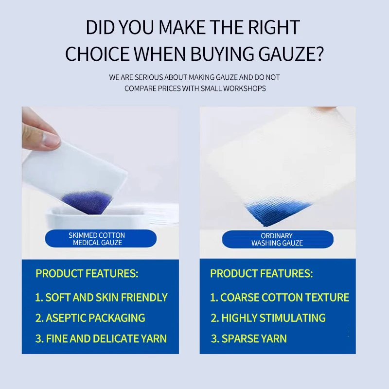 10/400pcs Sterile Medical Gauze Block Combat Hemostatic  Wound Dressing Sterile Medical Gauze Pad Wound Care Supplies
