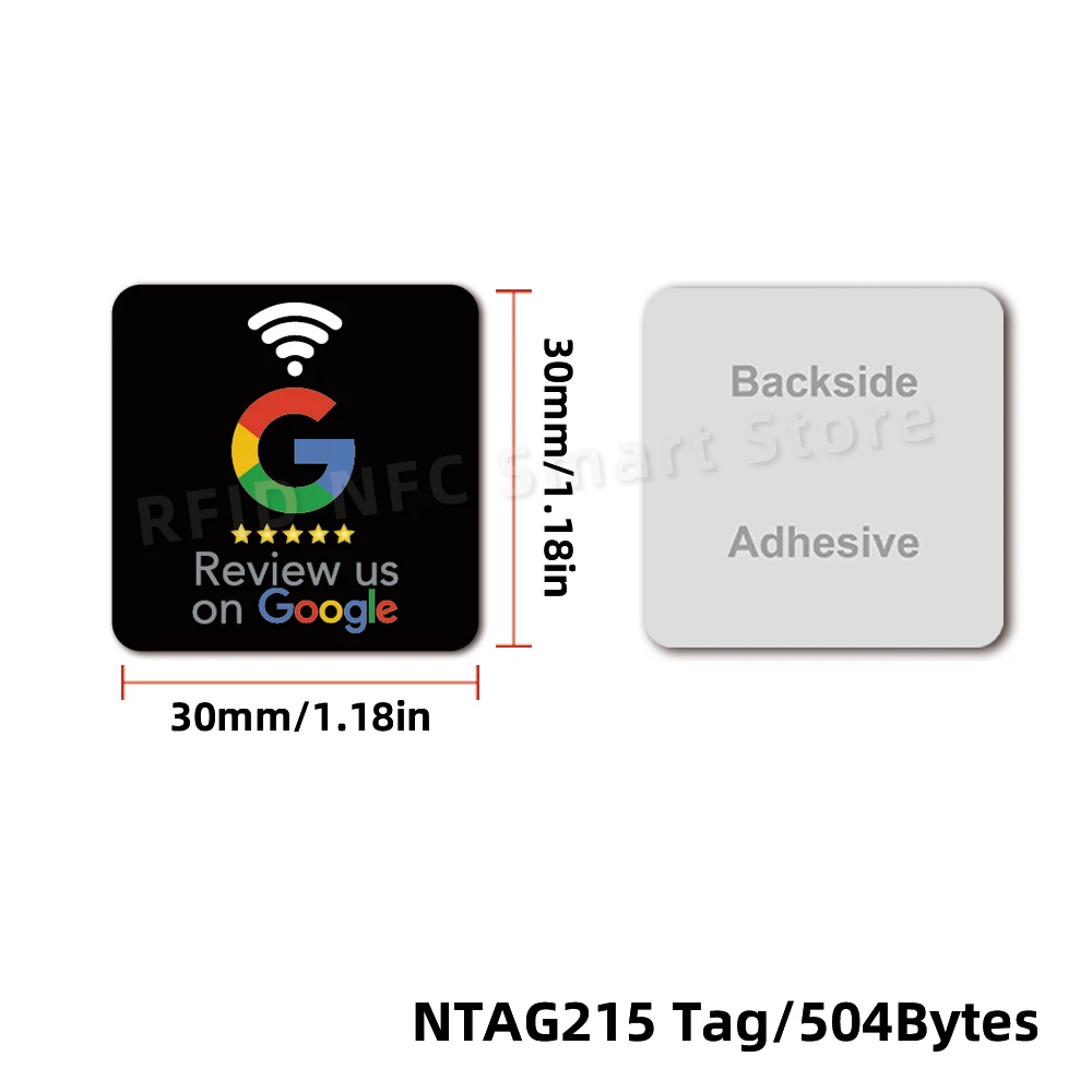 NFC Tags 30mm Waterproof Google Review Stickers 504Bytes NFC215 Chip NFC Tap Review Sticker Review us on Google Sticker