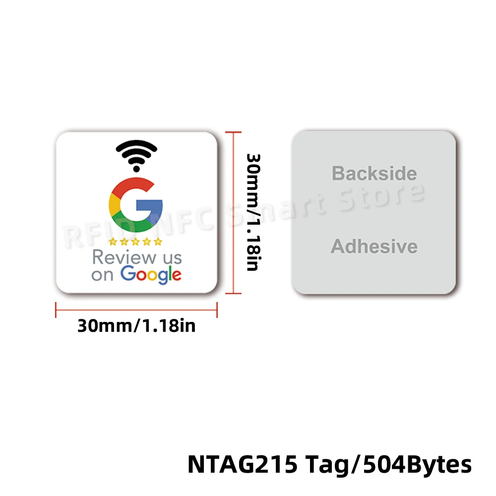 NFC Tags 30mm Waterproof Google Review Stickers 504Bytes NFC215 Chip NFC Tap Review Sticker Review us on Google Sticker