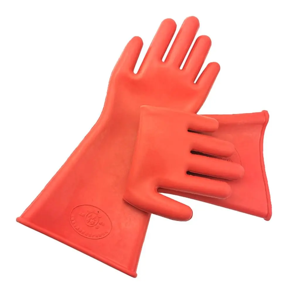 Red Electrician Insulating Gloves Rubber Withstanding Voltage 220V Work Safe Gloves 5KV Industrial Insulation Mittens