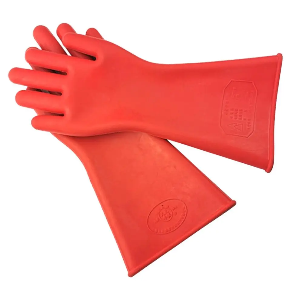 Red Electrician Insulating Gloves Rubber Withstanding Voltage 220V Work Safe Gloves 5KV Industrial Insulation Mittens