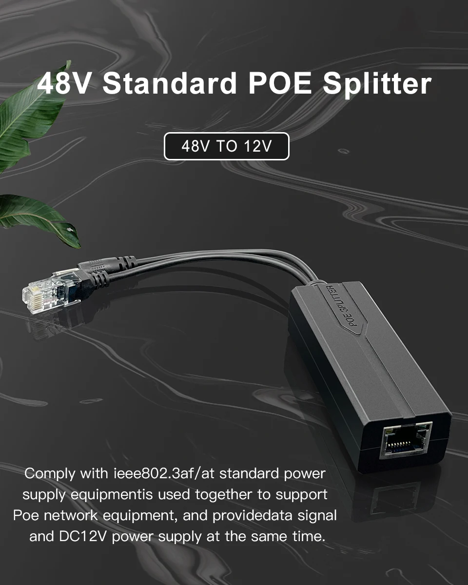 ONTi 100M/1000M Standard POE Splitter 48V to 5V 12V 1.2A 2.2A Micro USB Tpye-C for IP Camera / Router / Wrieless AP