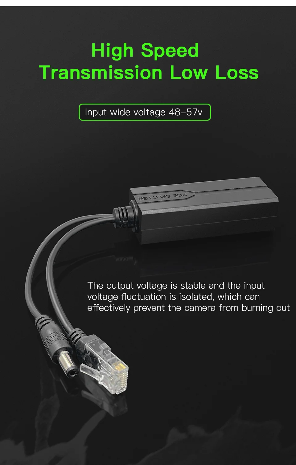 ONTi 100M/1000M Standard POE Splitter 48V to 5V 12V 1.2A 2.2A Micro USB Tpye-C for IP Camera / Router / Wrieless AP