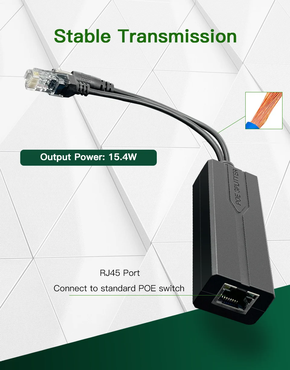 ONTi 100M/1000M Standard POE Splitter 48V to 5V 12V 1.2A 2.2A Micro USB Tpye-C for IP Camera / Router / Wrieless AP