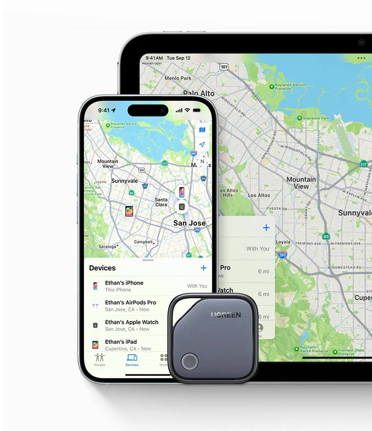 UGREEN Smart Tag Bluetooth Tracker, Keys Finder Item Locator SmartTag Up to 2 Year Battery For iPhone Apple Find My (only IOS)