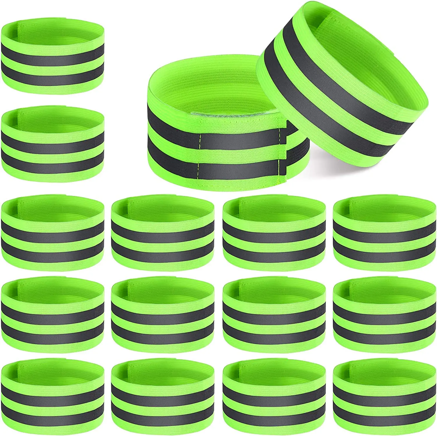 4Pcs Reflective Bands Elastic Bracelet Armband Wristband Straps Safety Reflector Tape for Night Cycling Running Adults