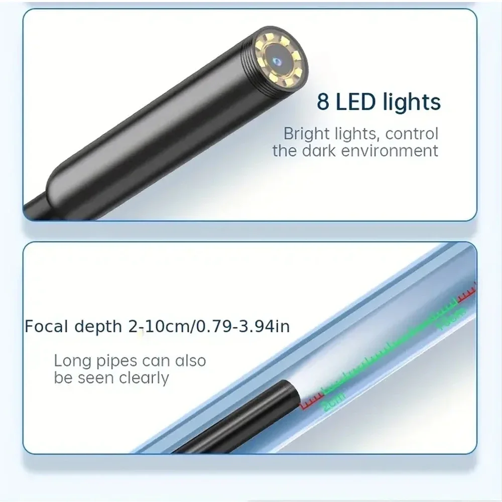 8mm 1080P Endoscope Automotive Boroscope Inspection Device Camera For Apple Iphone IOS Smart Phone Android Type C Cars Mobile