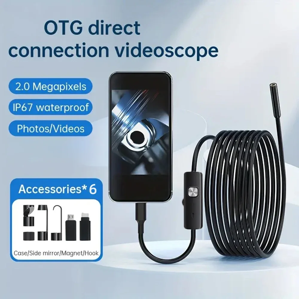 8mm 1080P Endoscope Automotive Boroscope Inspection Device Camera For Apple Iphone IOS Smart Phone Android Type C Cars Mobile