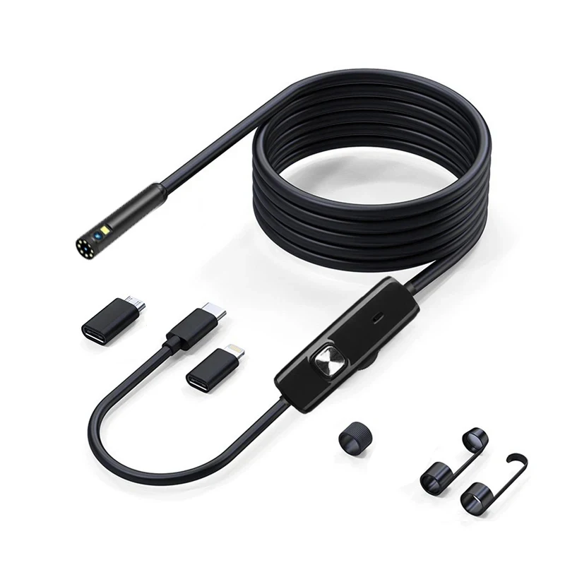 8mm 1080P Endoscope Automotive Boroscope Inspection Device Camera For Apple Iphone IOS Smart Phone Android Type C Cars Mobile