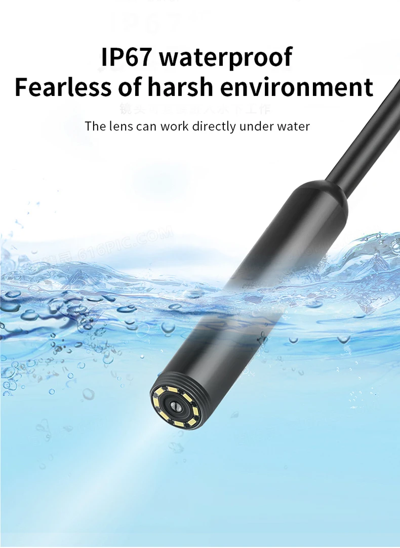 8mm 1080P Endoscope Automotive Boroscope Inspection Device Camera For Apple Iphone IOS Smart Phone Android Type C Cars Mobile