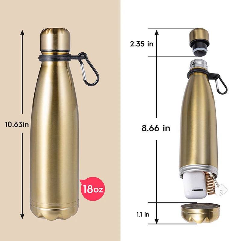 Diversion Water Bottle Can Stainless Steel Tumbler Safe With A Food Grade Smell Proof Bag Bottom Unscrews to Store