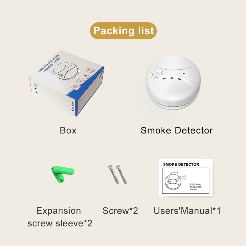 Fire Smoke Detector Sensor Portable Independent Fire Alarm Sensor Home/Office/Mall/Hotel/Restaurant Security Alarm System