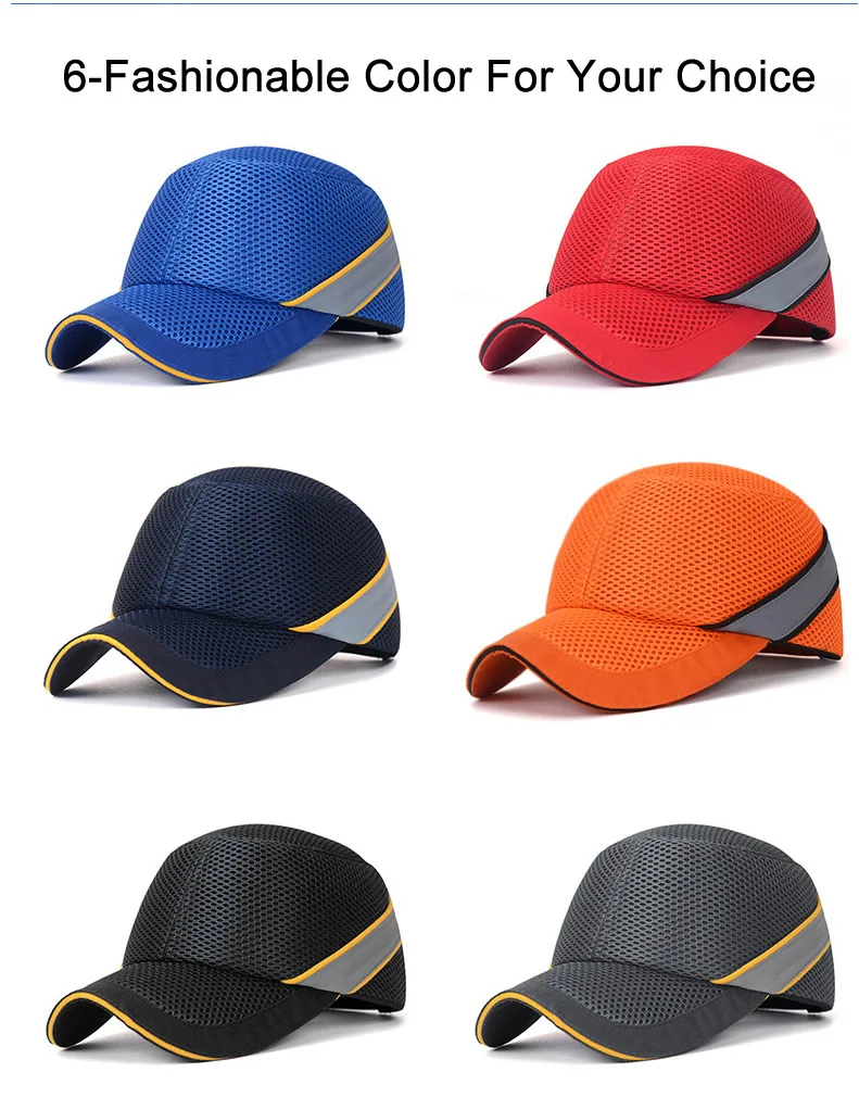 Net Cloth Hi-Viz Anti-collision Hard Hat Work Safety Bump Cap Baseball Hat Style Helmet Head Protection Repairing