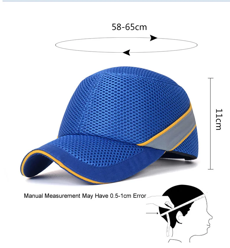Net Cloth Hi-Viz Anti-collision Hard Hat Work Safety Bump Cap Baseball Hat Style Helmet Head Protection Repairing