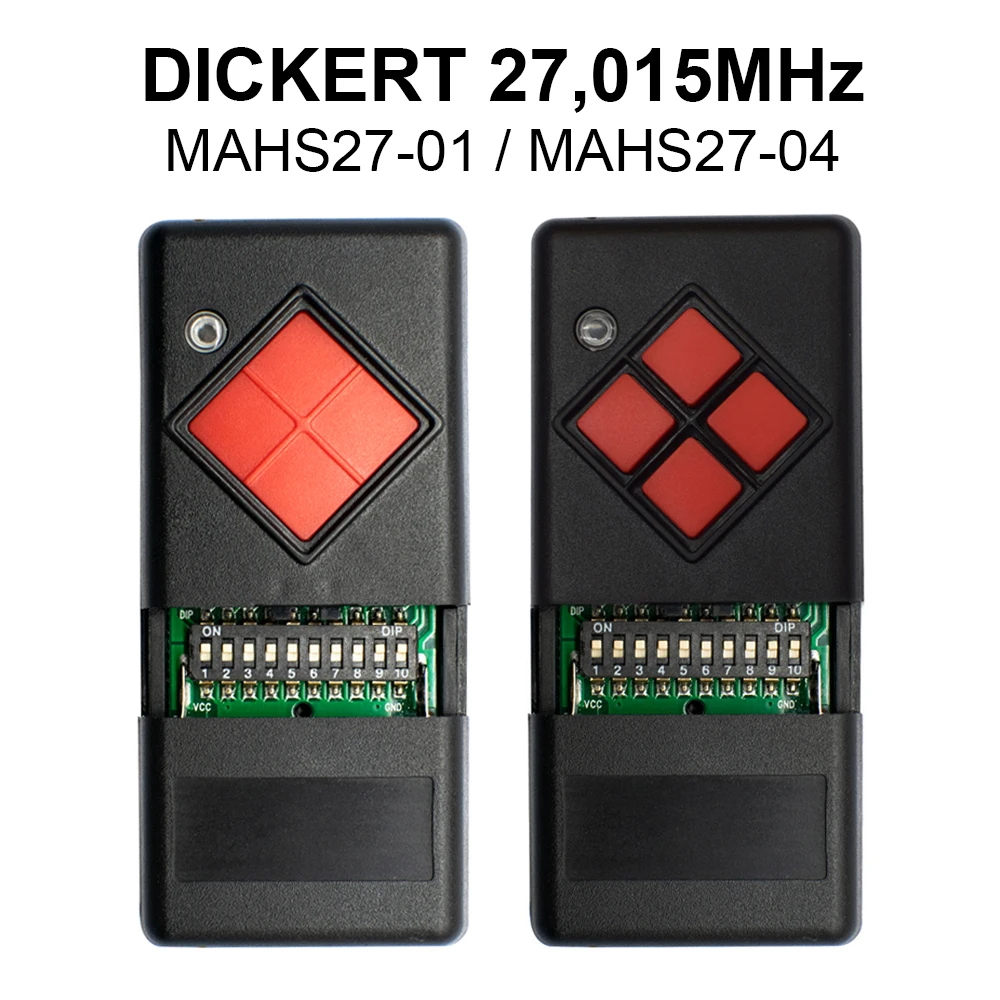 100% Compatible 27.015 MHz DICKERT MAHS27-01 MAHS27-04 Garage Remote Control 27MHz Red Button DICKERT Handheld Transmitter