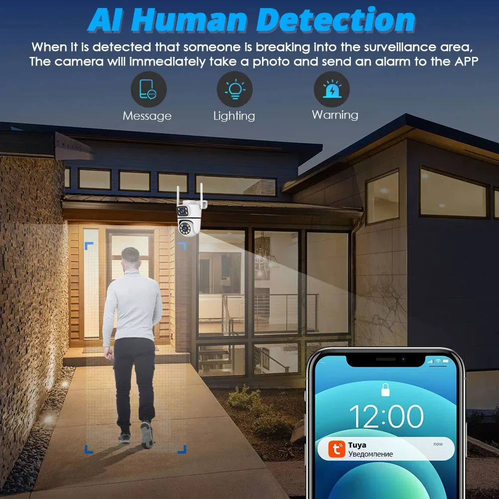 10MP Tuya 5G Wifi PTZ Camera 4K Dual Lens Dual Screen Security Camera Human Detection Outdoor Wireless Surveillance 10X Zoom Cam