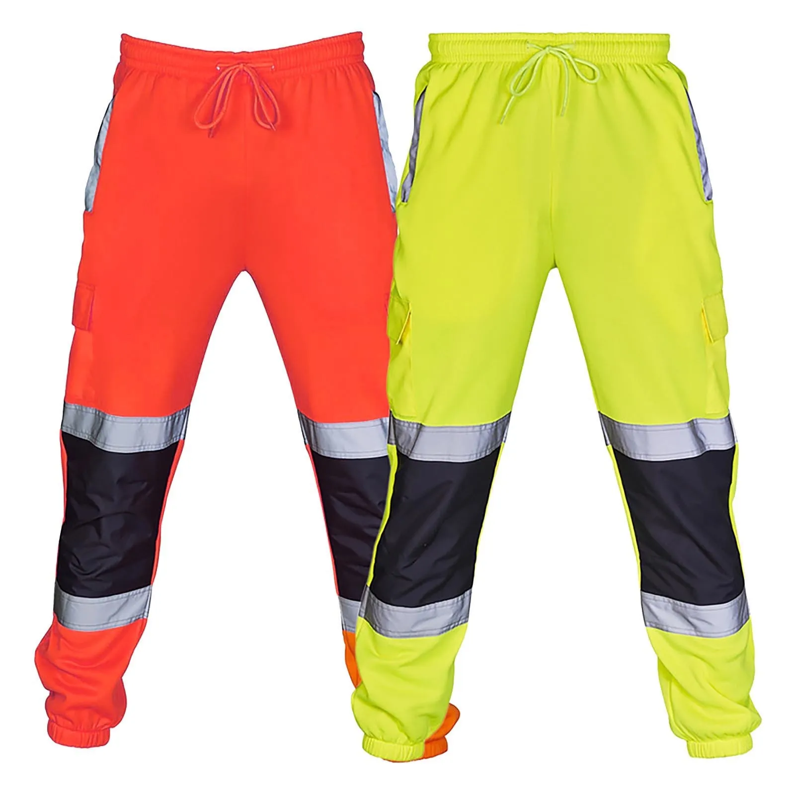 New Men'S Safety Work Clothes Casual Pants Road Work High Reflective Strips Pants High Visibility Overalls Joggers Workwear