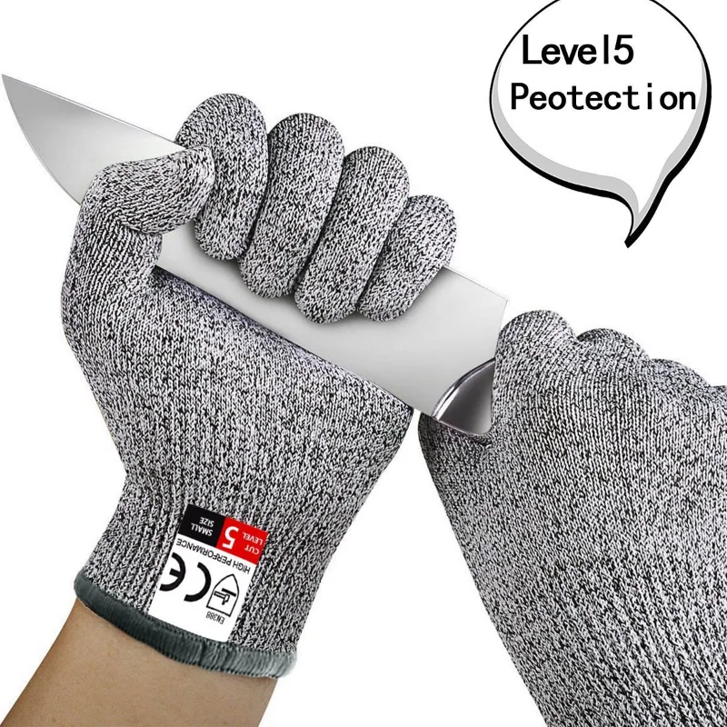 10 Pairs of Grade 5 Anti-cutting Gloves Kitchen HPPE Anti-scratch Glass Cutting Safely Protects Gardeners