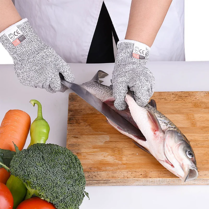 10 Pairs of Grade 5 Anti-cutting Gloves Kitchen HPPE Anti-scratch Glass Cutting Safely Protects Gardeners