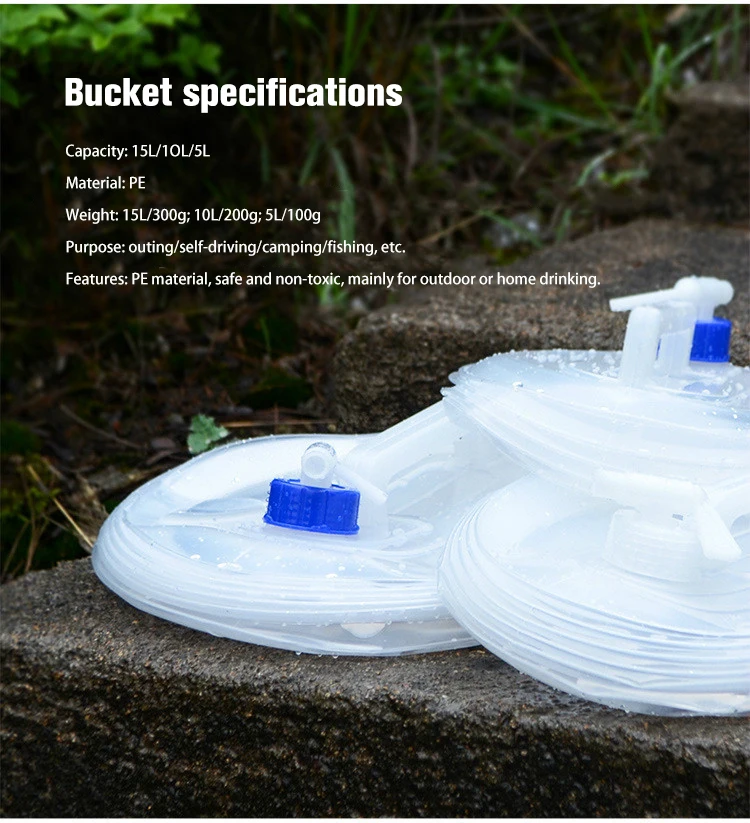 3L/5L/8L/10L/15L Outdoor Collapsible Bucket Foldable Water Bag Survival Water Storage Portable Water Carrier Container Camp Hiki