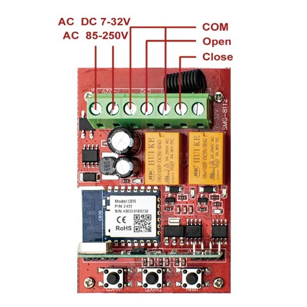433MHz Universal Tuya Smart wifi Garage Door Opener 2CH 12V 24V 220V Wireless Remote Control Switch Receiver Gate Tansmitter 433