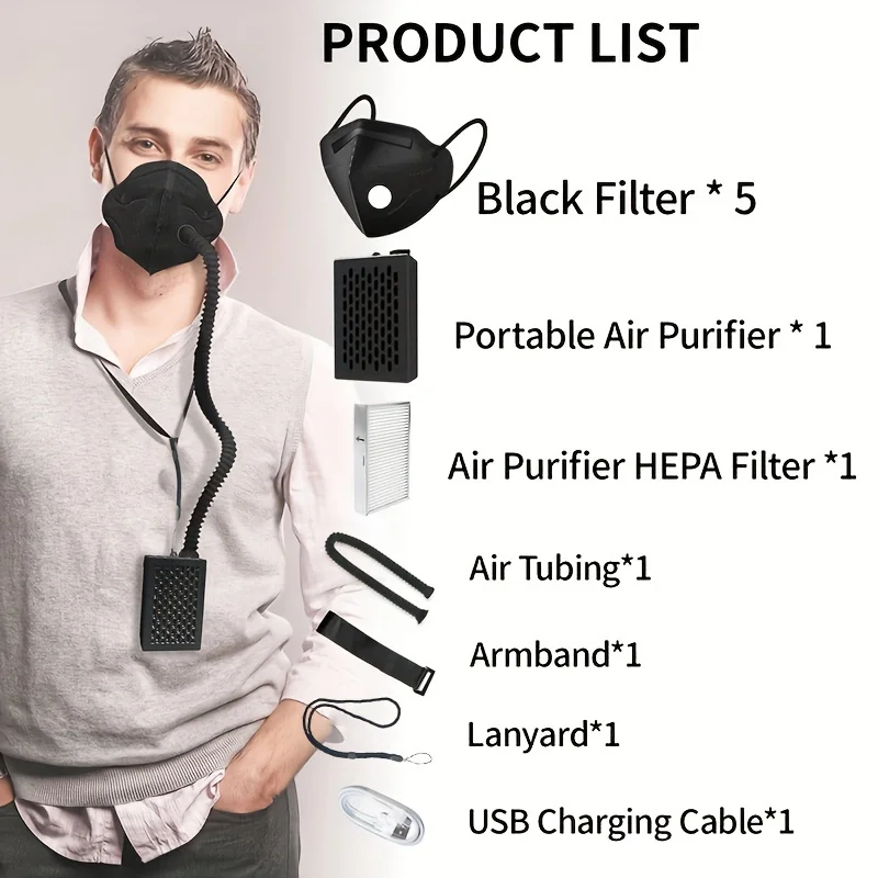 Effortless Breathing Electric Air Purifying Respirator Mask - KN95 Rated, Replaceable Filter, Powered Fan - Dust, Woodworking