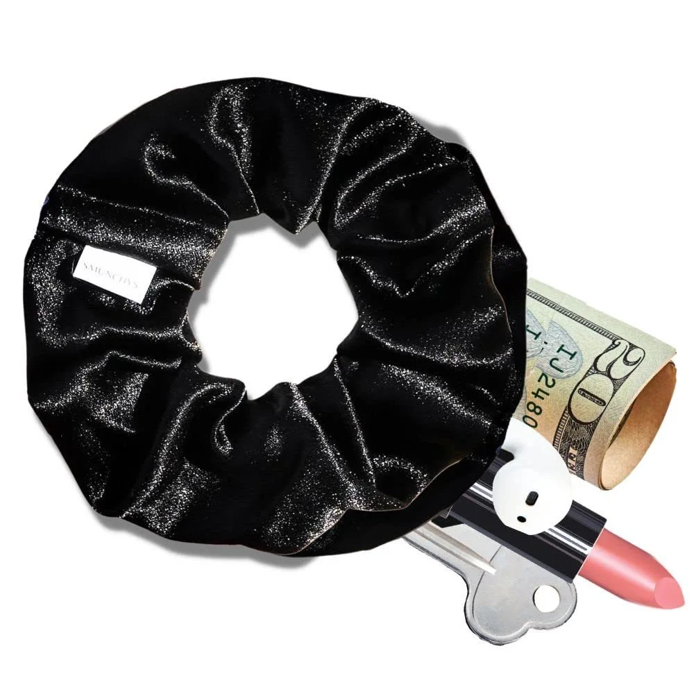 Arrived Zip Scrunchies Hidden Storage Earphones Money Keys Women Velvet Hair Tie Pocket Hair Styling Srunchies Ornaments