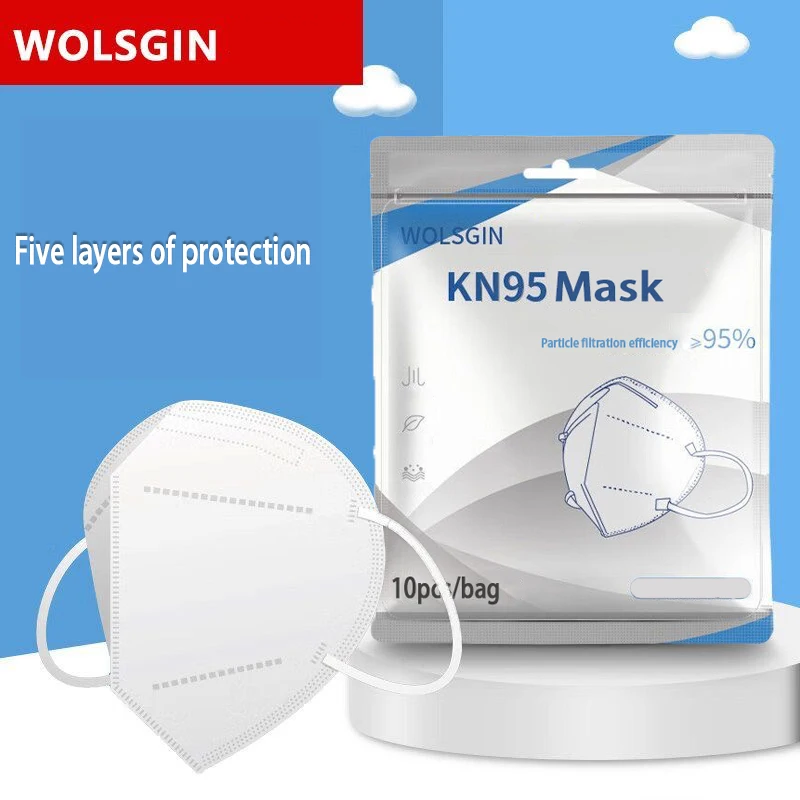 10/30/50 Pcs White KN95 Mask -5-Layer Breathable Design, With Elastic Ears and Adjustable Nose Bridge, Dustproof, Daily Use