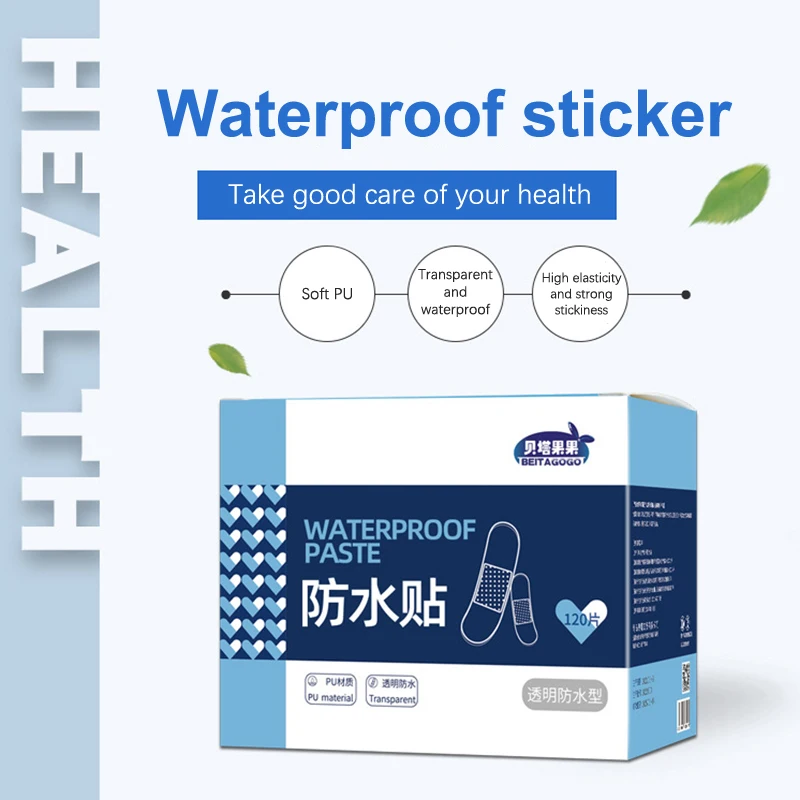 120pcs PU Transparent Waterproof Band Aid Adhesive Medical Strips Plaster For Wound Sports Bathing
