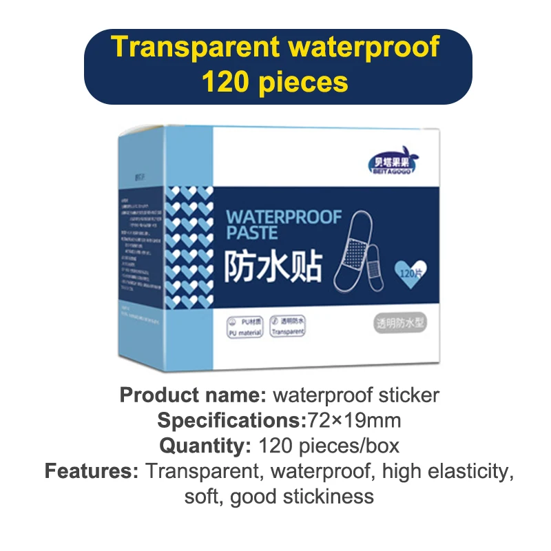 120pcs PU Transparent Waterproof Band Aid Adhesive Medical Strips Plaster For Wound Sports Bathing