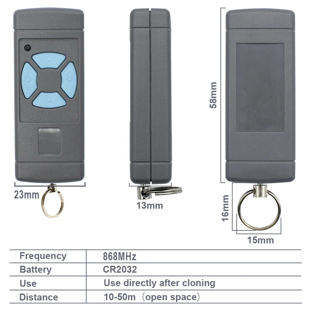 HSE2 HSE4 HSM2 HSM4 HS2 HS4 868 Garage Door Remote Control With Blue Button 868MHz Gate Door Opener