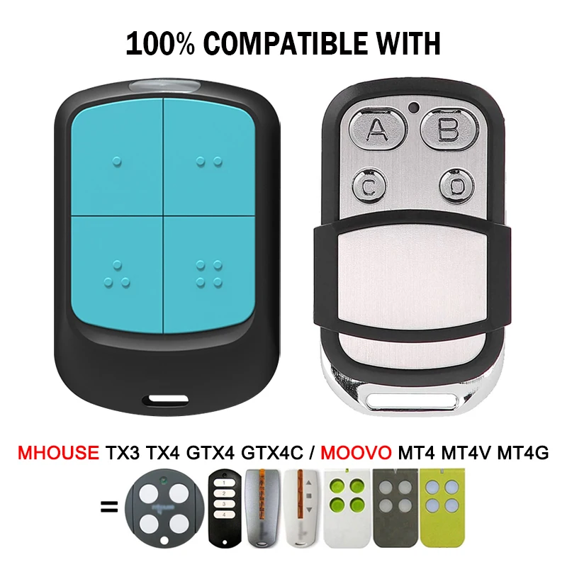MOOVO / MHOUSE Gate Remote Control 433.92MHz Rolling Code Compatible With MOOVO MT4 MT4V MT4G MHOUSE TX3 TX4 GTX4