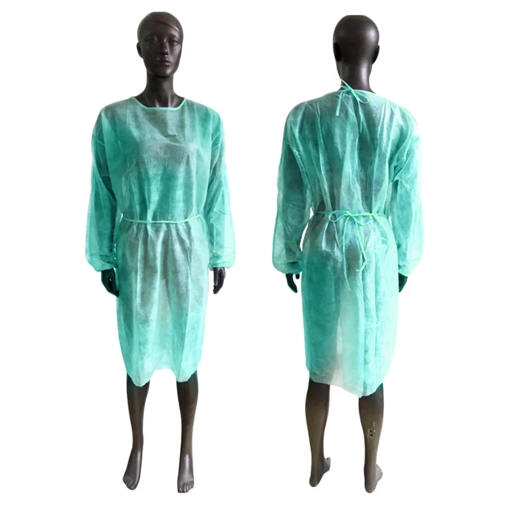 Unisex Disposable Protective Isolation Clothing Anti-spitting Waterproof Anti-oil Stain Nursing Gown Anti-fog Nursing Suit 10pcs