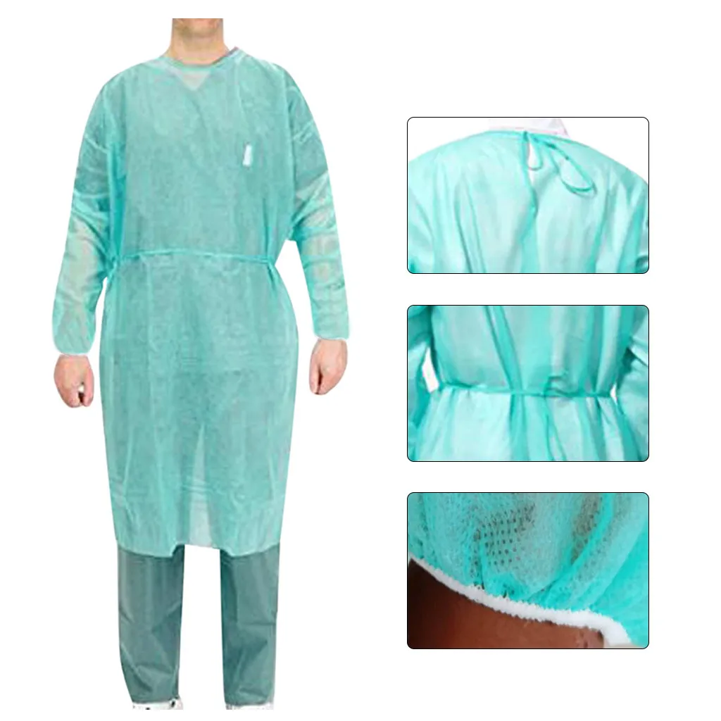 Unisex Disposable Protective Isolation Clothing Anti-spitting Waterproof Anti-oil Stain Nursing Gown Anti-fog Nursing Suit 10pcs